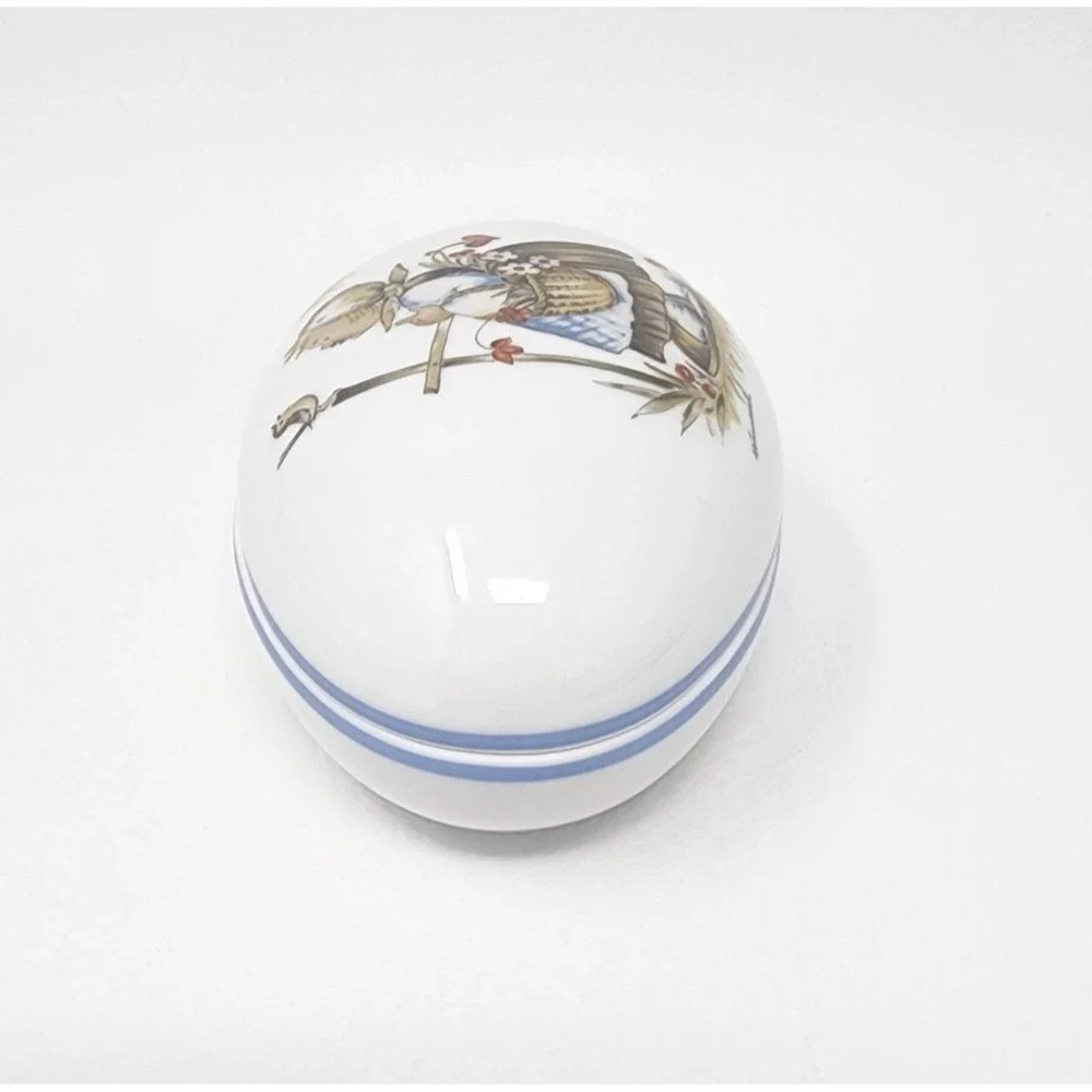 Vtg Sister Berta Hummel Original Porcelain Egg Shape Trinket/Jewelry Box